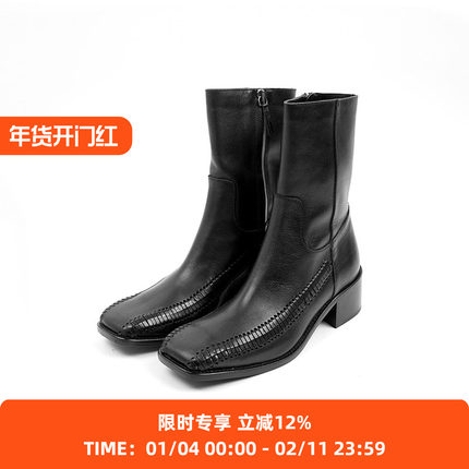 HEREU Alcari 西班牙手工女式中筒牛皮靴 方头靴子