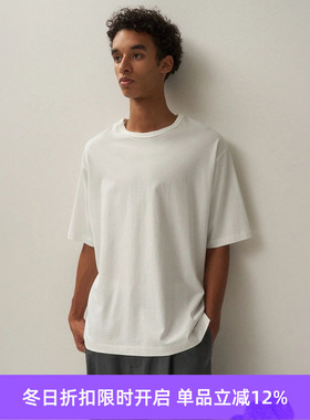 ATON COTTON中性款日本和歌山编织超长棉吸水速干全棉圆领短袖T恤