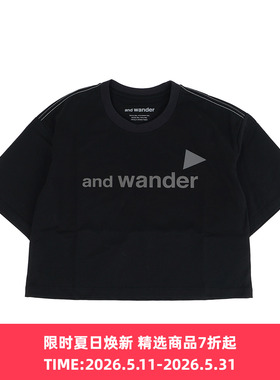 and wander Ref T (W)女装短款反光LOGO圆领短袖T恤