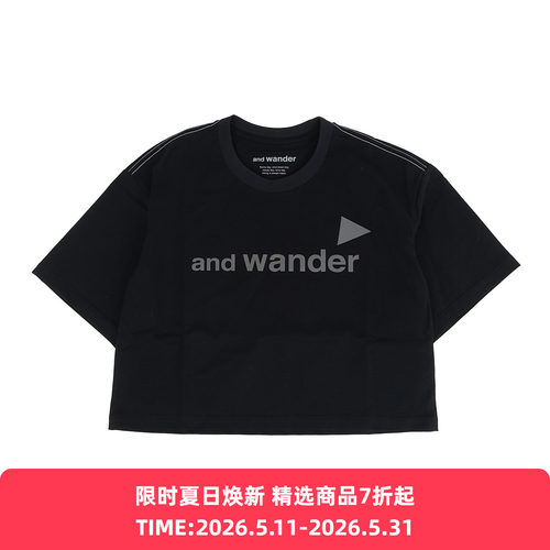 and wander Ref T (W)女装短款反光LOGO圆领短袖T恤