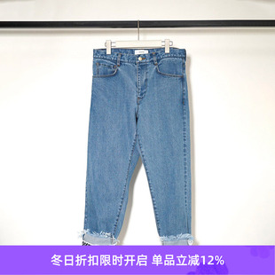 DENIM PRINT PANTS 水洗破坏锥形 FACETASM 牛仔裤 CROPPED