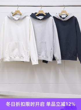 UNUSED NO.101 复古水洗拼色连帽卫衣 拼接宽松帽衫 日本制