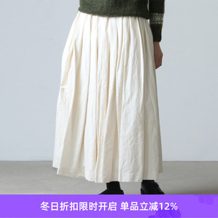 tuck 高密度棉天然染色女式 skirt 半身裙 women YAECA