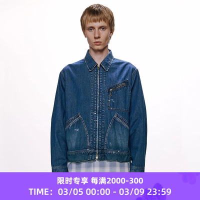 marka DENIM WORK JACKET 土耳其有机棉复古做旧牛仔夹克拉链外套