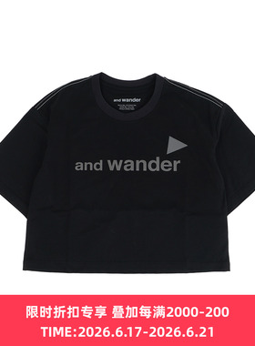 and wander Ref T (W)女装短款反光LOGO圆领短袖T恤