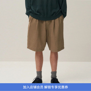 TUCKED VOILE TWO 棉麻混纺系带宽松短裤 COTTON ATON LINEN