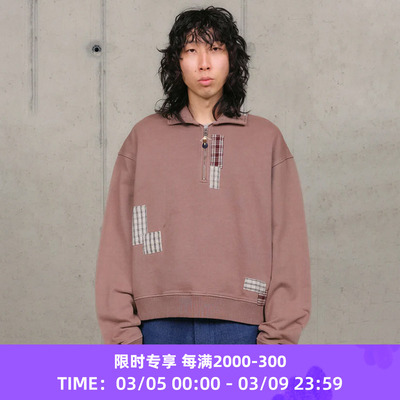 Story mfg GEO PULLOVER 男女中性款复古半拉链拼接串珠卫衣