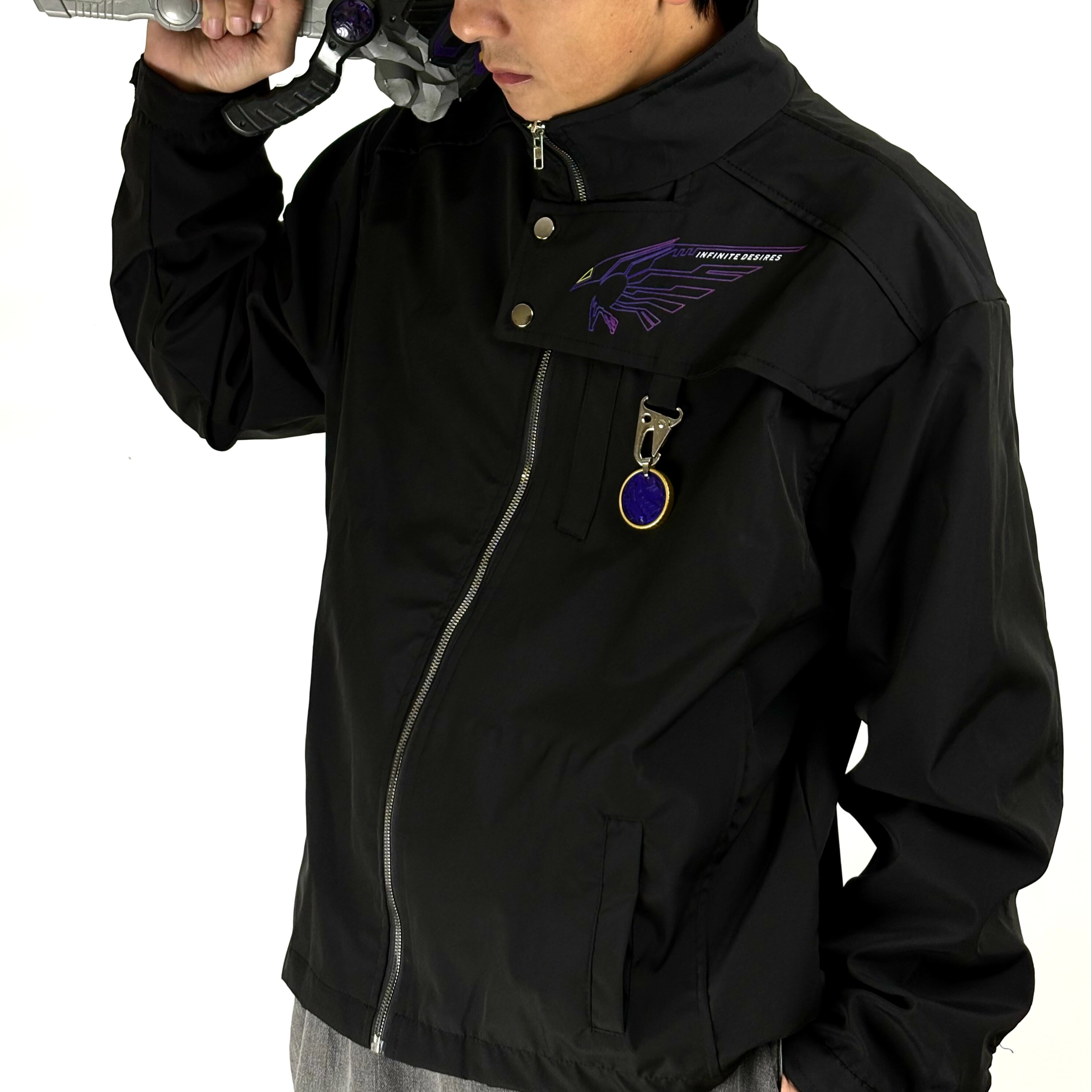 恐龙联组紫色不对称机能夹克