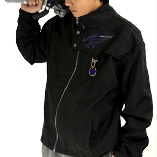 恐龙联组紫色不对称机能防风外套夹克