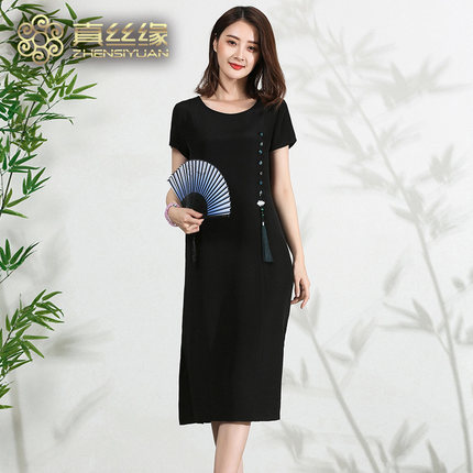 真丝缘2018新款 重磅真丝 桑蚕丝连衣裙宽松流