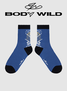 BODYWILD宝迪袜子印花中筒袜休闲袜抑菌男士棉质运动ZBN94YL1