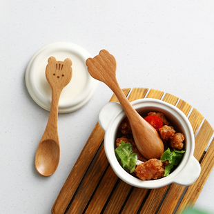 鹿奈木勺榉木勺子汤勺餐勺圆润无毛刺轻盈易握