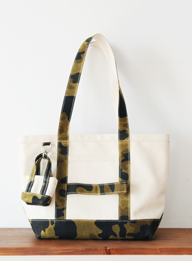 Fayestudio美式llbean重磅复古油蜡迷彩单肩帆布托特包硬挺有型