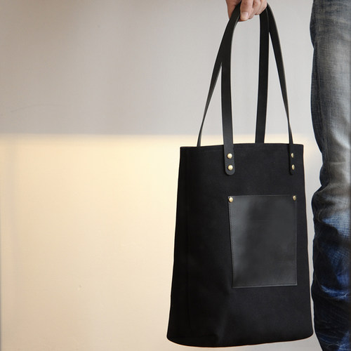 高级定制纯黑色托特包