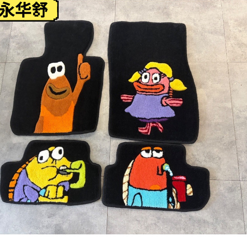 宝马迷你专用比奇堡丑鱼地毯脚垫汽车脚垫地毯式脚垫加手工地垫图片
