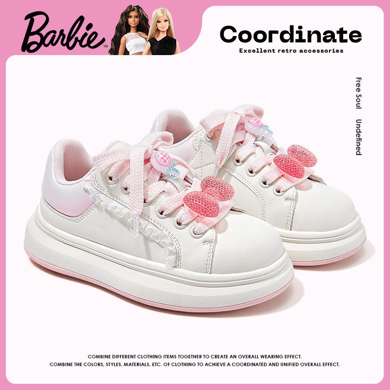 芭比童鞋女童板鞋2026新款秋冬软底面包休闲鞋子小白鞋女童运动鞋
