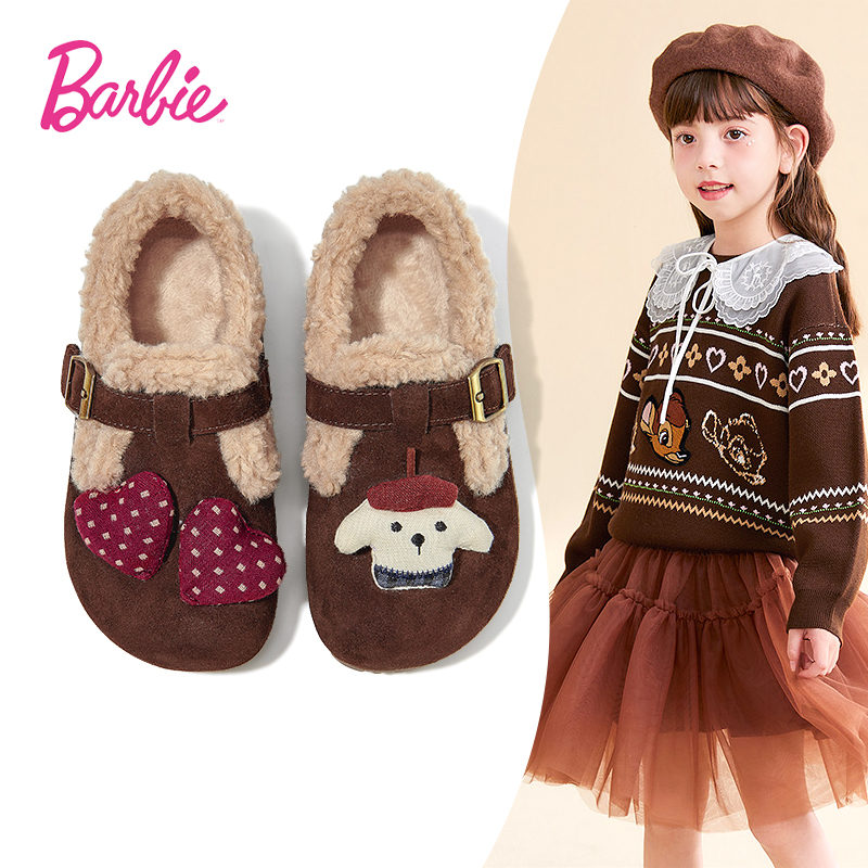 Barbie芭比女童加绒保暖棉鞋