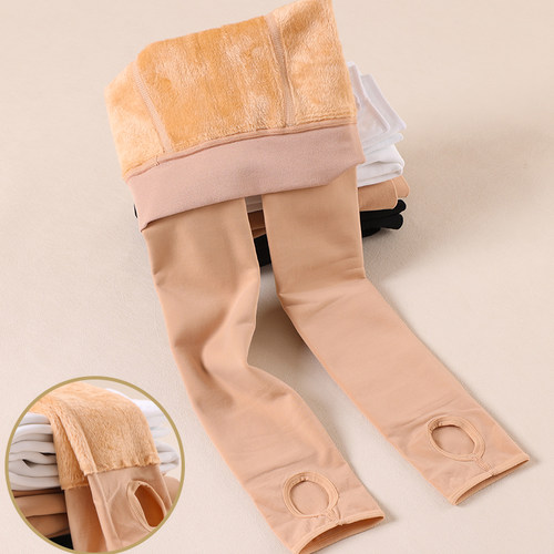 女童加绒打底裤踩脚肉色