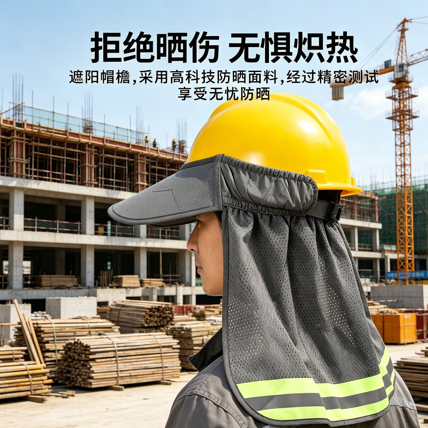 安全帽遮阳帽檐大帽檐板罩工地防护防晒帽子大沿神器遮脸加宽男女