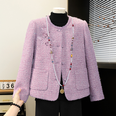 年轻妈妈装早春小香风毛呢外套