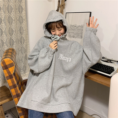 Real price shooting ~ autumn / winter 2020 Plush loose fashion letter embroidered hooded sweater with six colors