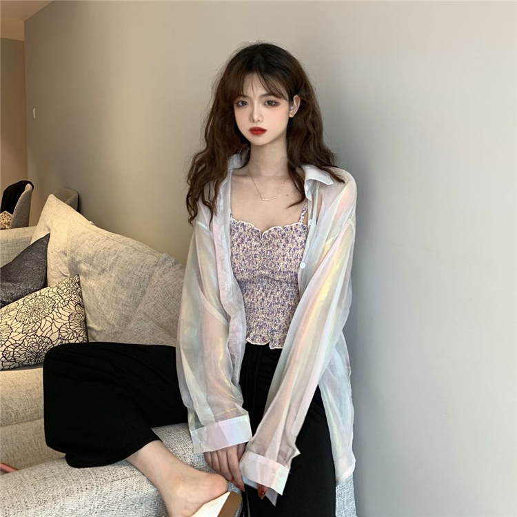 Paipaipai thin shirt with black sparkle and wide leg