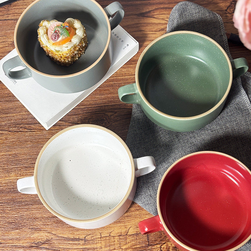 简约风陶瓷双耳碗家用餐具