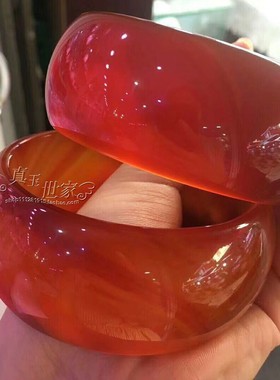 天然加宽直播证书玛瑙手镯