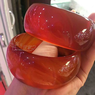 天然红玛瑙手镯加宽轮胎玉镯美人条樱花玛瑙手镯水草直播女款证书