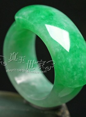 翡翠色戒指冰种全绿马鞍指环阳绿飘花男女款霸气玉扳指戒指时尚