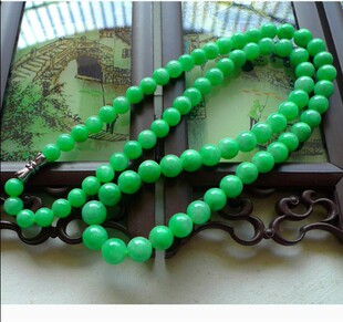 帝王绿翡翠色冰种绿色项链珠链吊坠阳绿色飘花珠配饰男女百搭项链