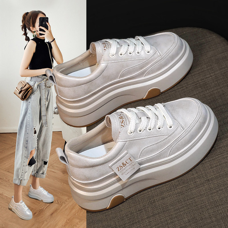 厚底小白鞋女2025年秋季新款百搭超火透气休闲运动内增高板鞋爆款,女鞋,休闲板鞋,淘宝优惠券,粉丝福利购,淘宝优惠卷