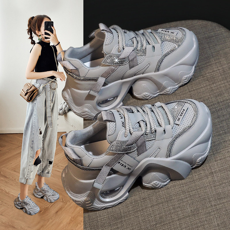 老爹鞋女内增高2026年超火春季新款透气真皮百搭厚底休闲鞋子爆款