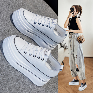 厚底内增高小白鞋2026年春夏运动休闲松糕真皮小个子百搭板鞋爆款