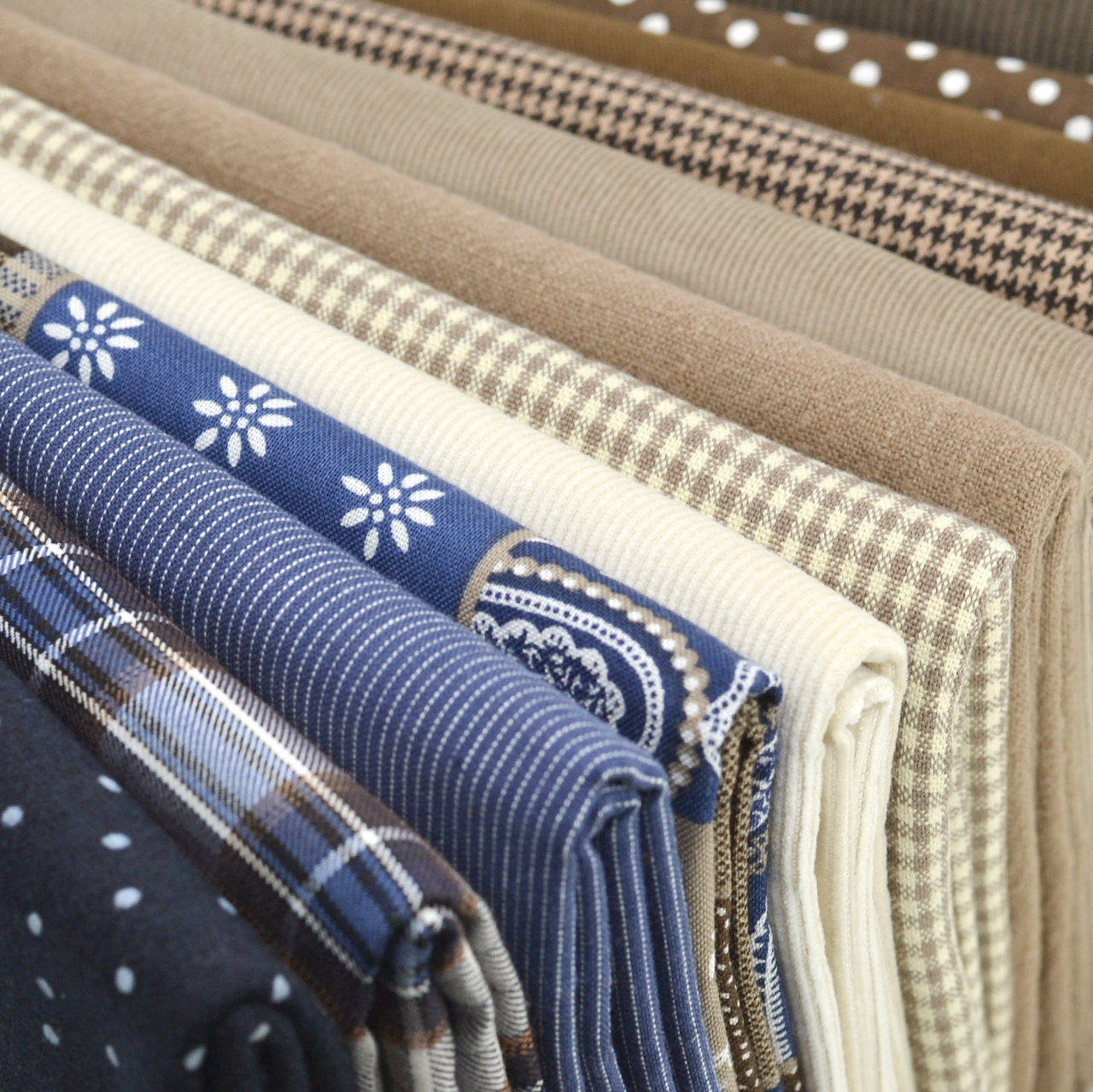 盐系可露丽风手工样布组 棕蓝配色大肠发圈娃衣DIY布料半斤称,服饰配件/皮带/帽子/围巾,布面料,淘宝优惠券,粉丝福利购,淘宝优惠卷