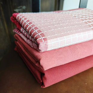 复古红色纯棉布组 小格子样布 30cm小样 41013