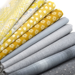 灰黄色系小花格子样布料 缩微模型拍照背景布 娃衣手工DIY面料
