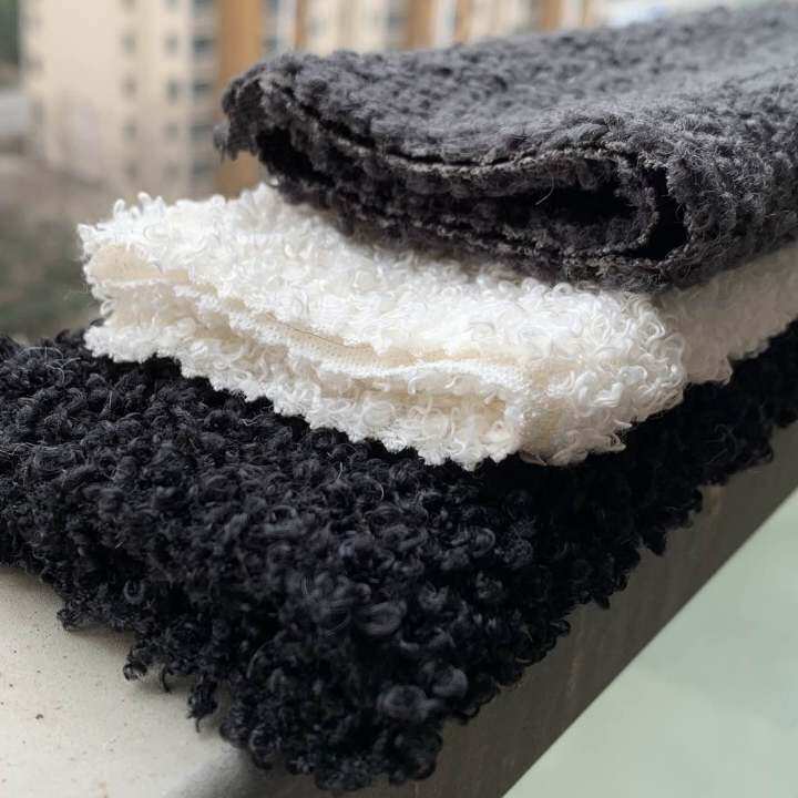 黑白灰色系萌萌小卷毛圈圈绒面料 手工diy公仔毛绒布料  半米包邮