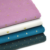 烫金爱心点点印花娃衣手工DIY条绒布料清仓 彩色灯芯绒布样小碎布