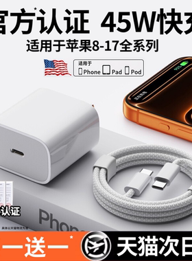 【45W快充】车虫官方适用苹果17充电器头iPhone16手机15promax插头14数据线30w原正ipad品13套装12pro充电线x