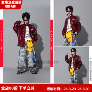中大童杂志风时尚 机车皮衣夹克三件套男童帅气街拍潮酷艺术服装