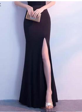 垂感裙修身气质包臀长款开叉性感夏春秋新款显瘦时尚鱼尾半身长裙