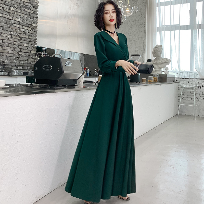 春秋宴会气质气场平时可穿晚礼服显瘦长裙敬酒服女士修身连衣裙