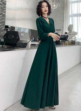 春秋宴会气质气场平时可穿晚礼服显瘦长裙敬酒服女士修身连衣裙