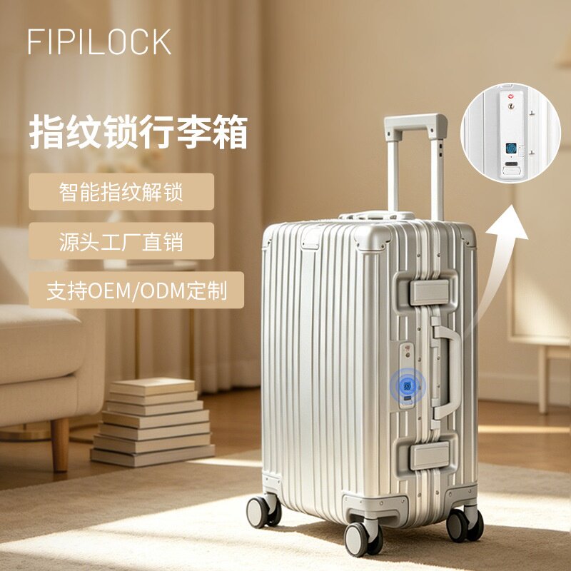 旅行通勤FIPILOCK智能指纹锁防盗行李箱20寸上飞机拉杆箱 TSA海关