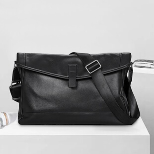 休闲男士 斜挎包大容量时尚 真皮潮流男包休闲头层牛皮男式 2026新款