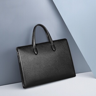 商务手提包简约日常通勤智能防盗电脑指纹锁 式 2026新款 真皮男士