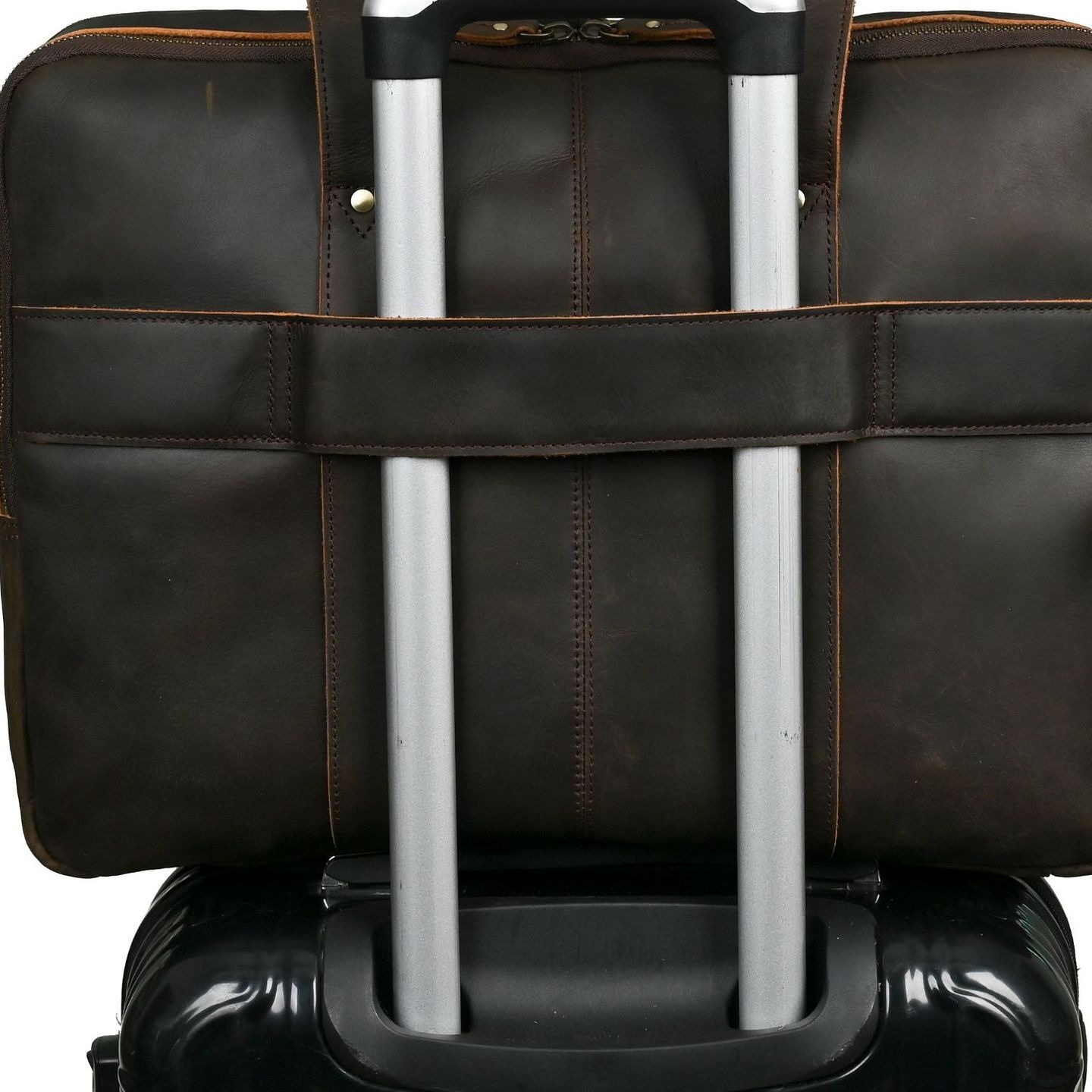 秋冬欧美复古疯马皮男士大容量手提包头层牛皮商务公文包通勤