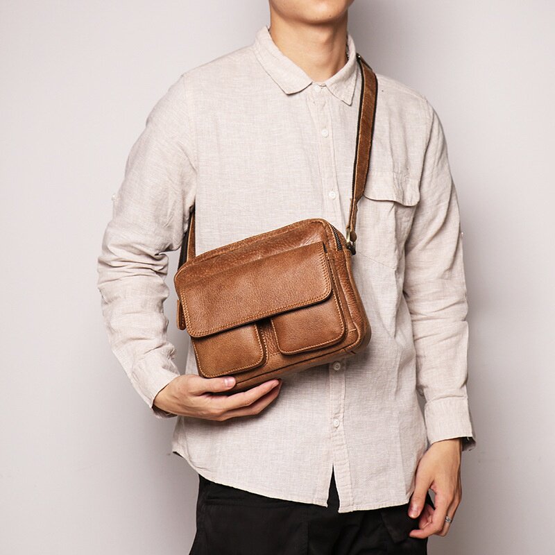 旅行通勤骆嘉工厂新款男士真皮单肩ipad包女士磨砂皮斜挎包时尚