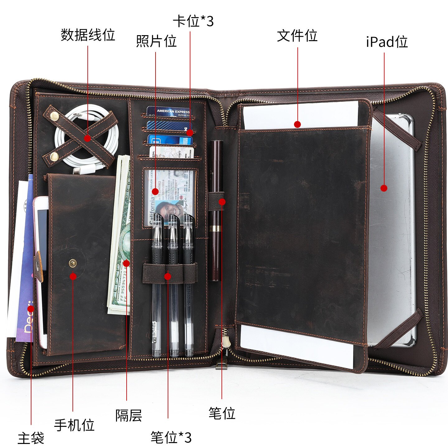 秋冬疯马皮手拿包感男士商务头层ipad收纳包男款牛皮大容量手抓